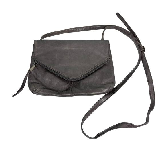 Hobo Adelle Gray Leather Foldover Crossbody Bag - Picture 1 of 9